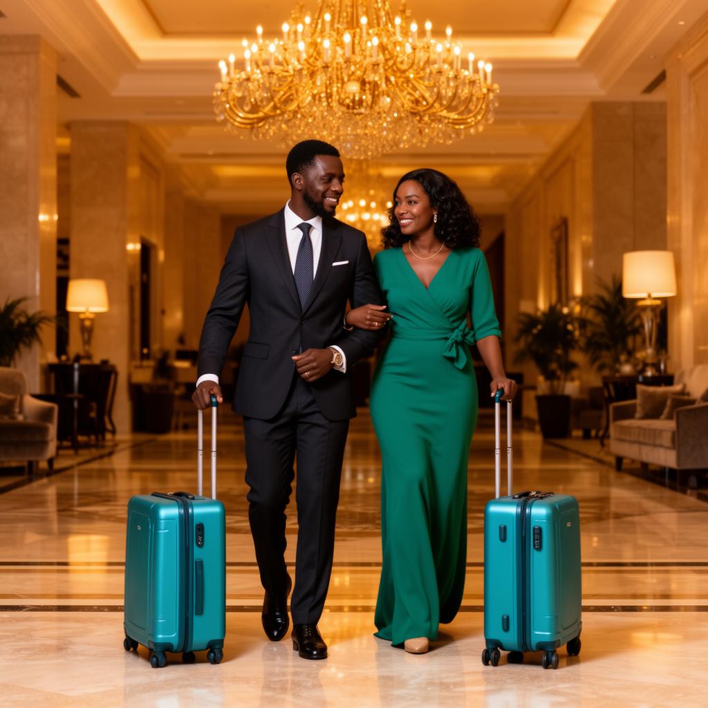 Diaspora couple arriving at a luxury Nigerian residence